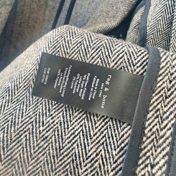 NWT rag & bone Sven Herringbone Belted Wool Coat - Picture 7 of 8